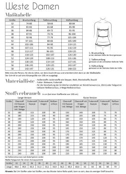 Papierschnittmuster Weste Damen - Fadenkaefer